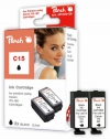 311441 - 2 Peach Ink Cartridges black, compatible with BCI-15BK*2, 8190A002 Canon